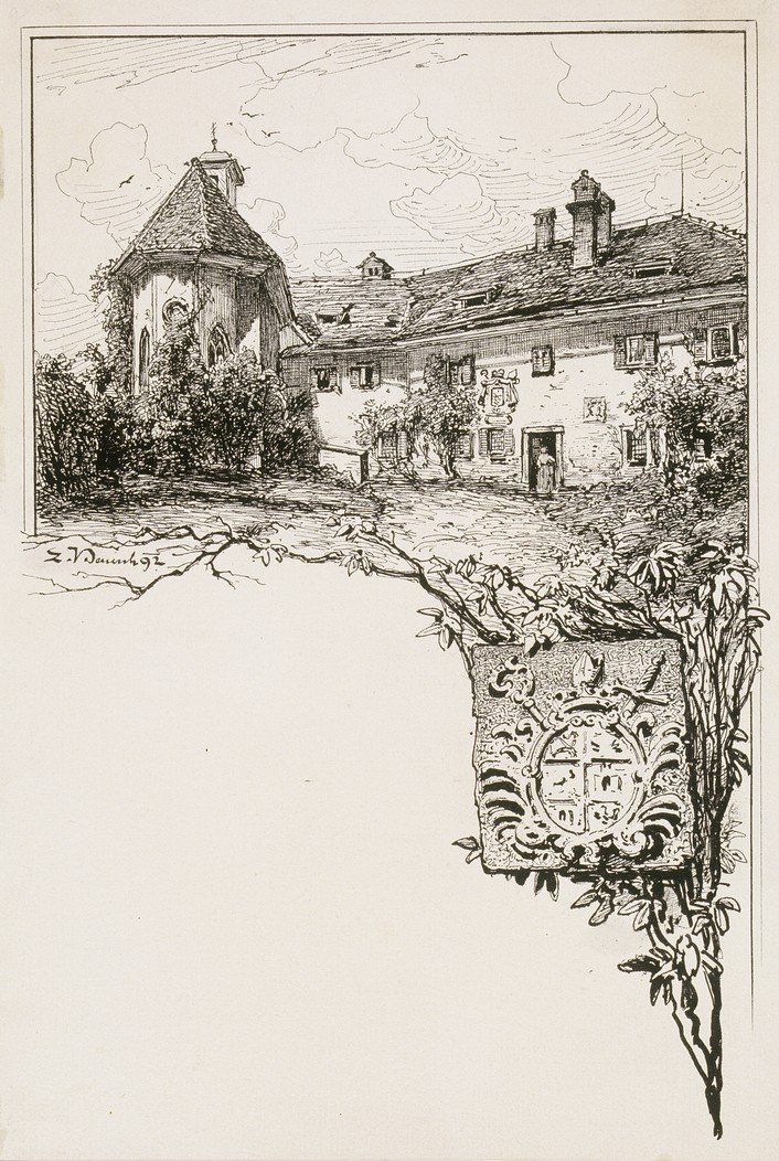 Castello di Bled con stemma vescovile da Ladislav Benesch