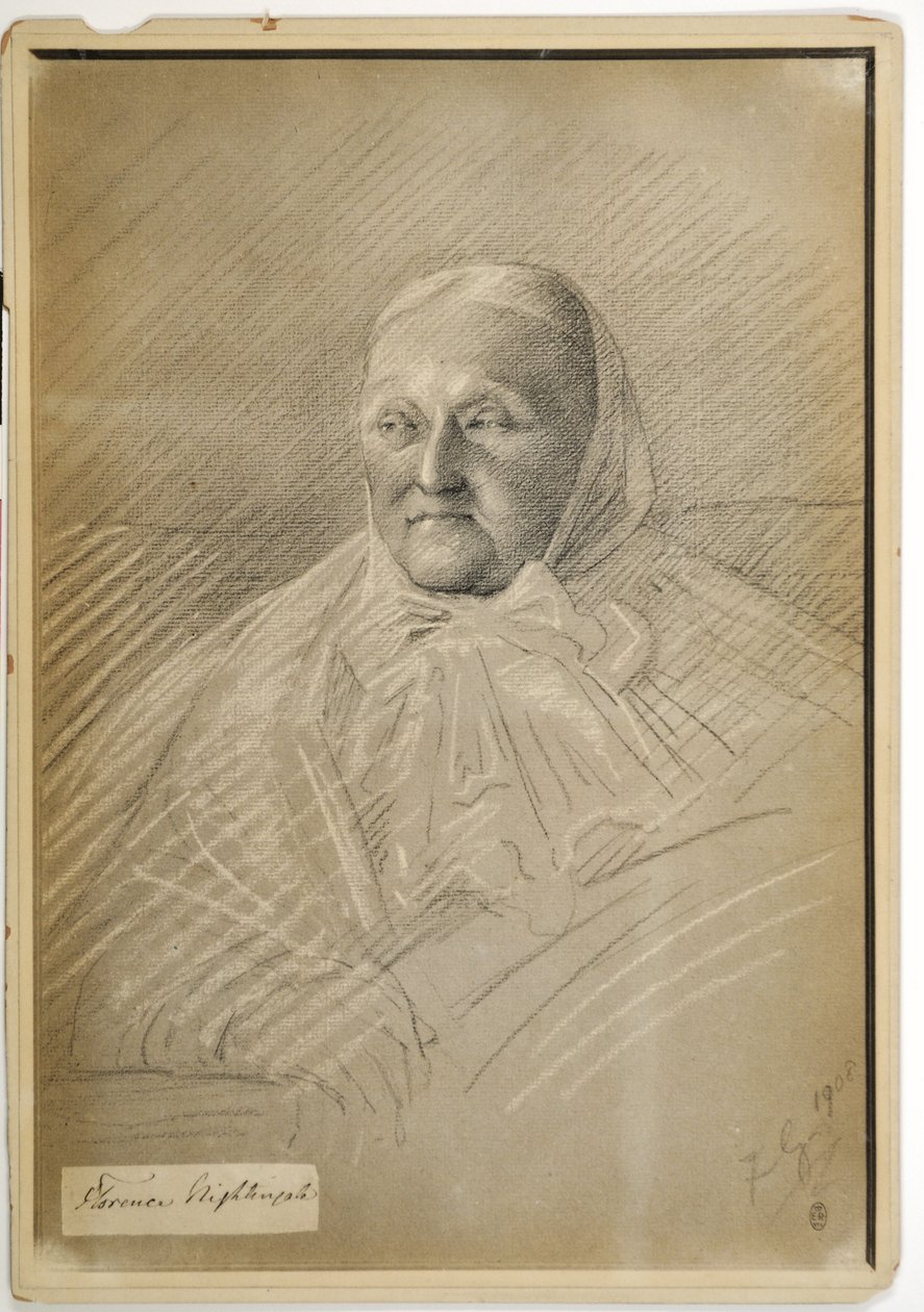 Florence Nightingale a letto, 1908 da Lady Gleichen