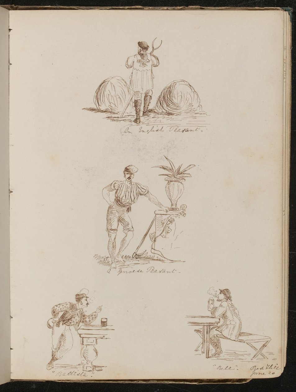 "Contadino inglese", "un contadino genovese", studio di figure in taverne con l