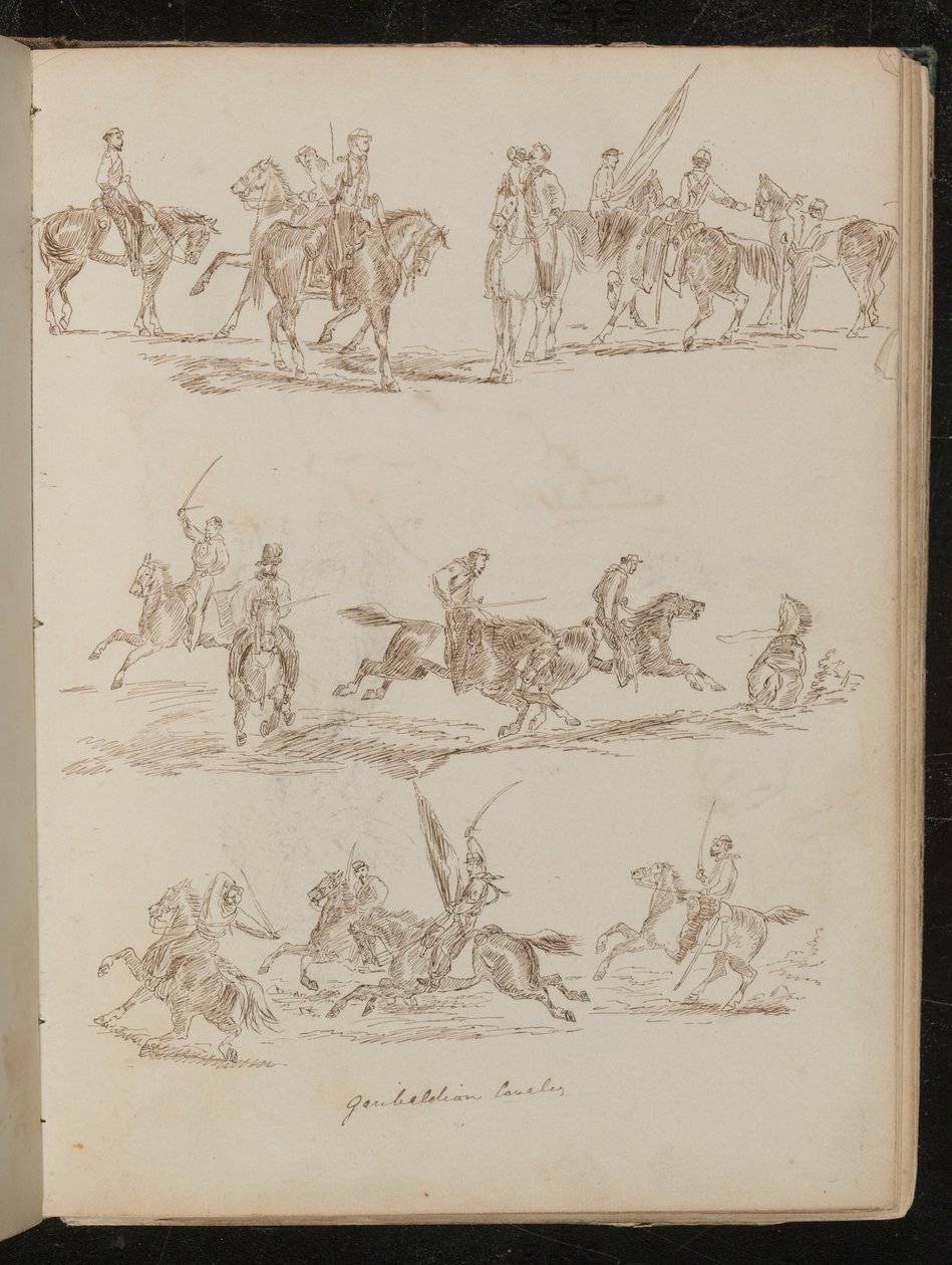 Tre studi di soldati a cavallo con l