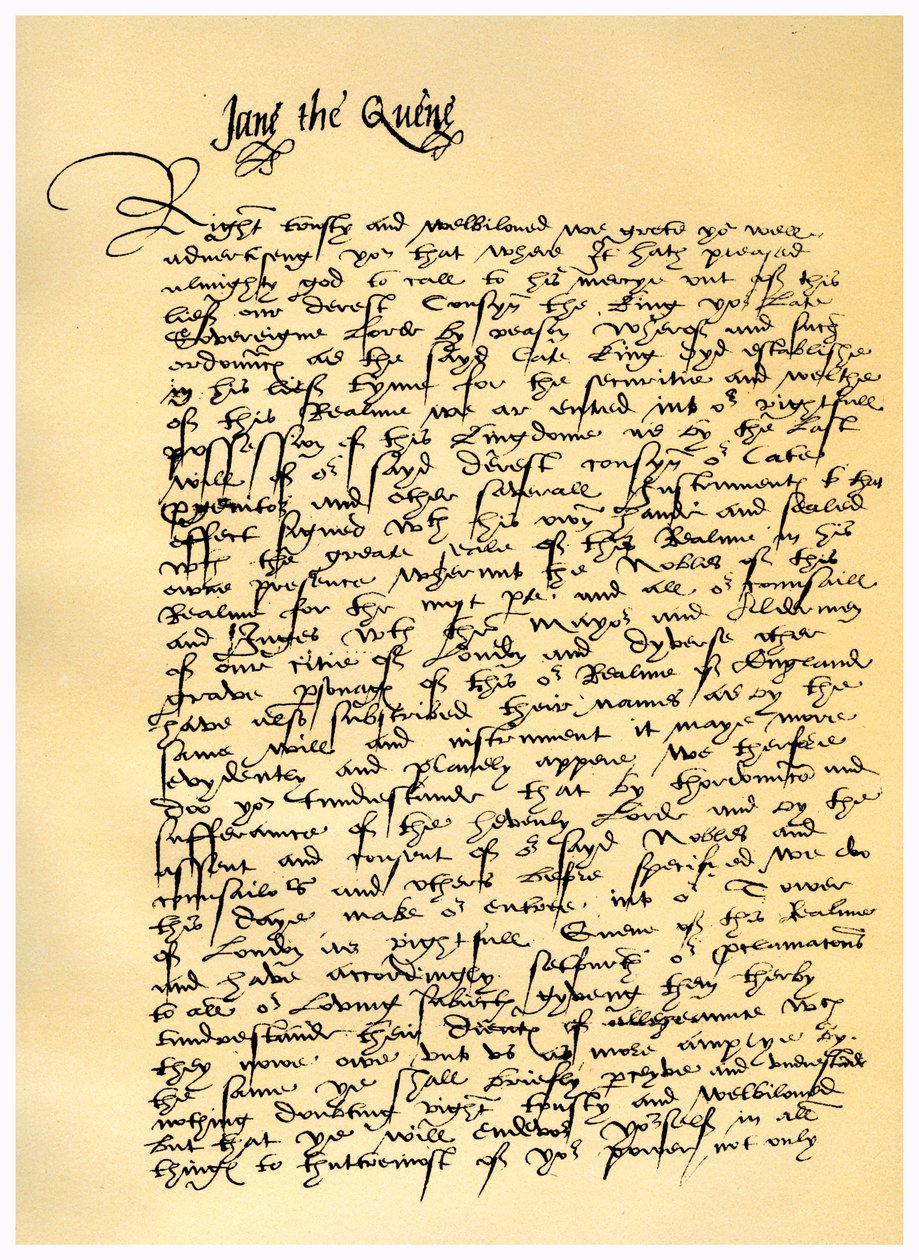Lettera di Lady Jane Grey a William Parr, 10 luglio 1553 da Lady Jane Grey