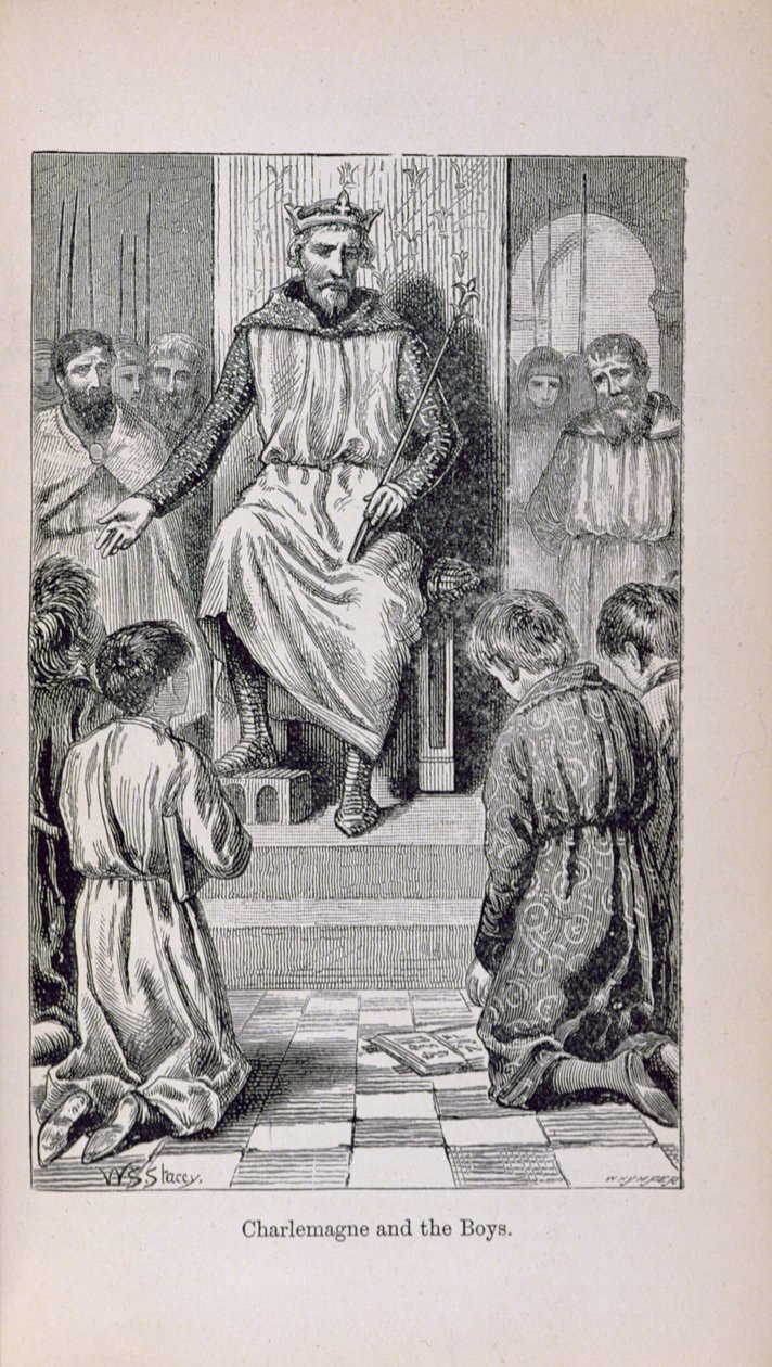 Carlo Magno (742-814) e i ragazzi, illustrazione da 