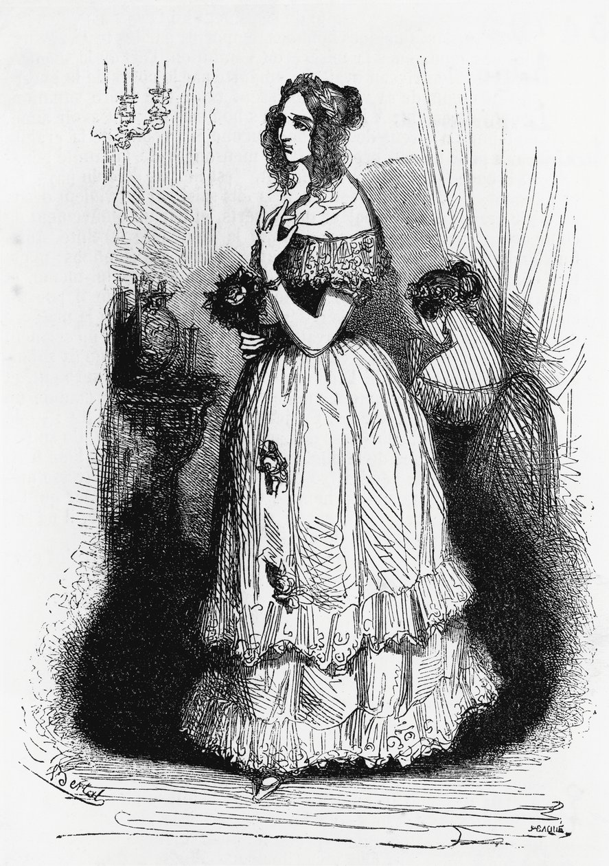Illustrazione per La Duchessa di Langeais, romanzo di Honore de Balzac dalla collezione in più volumi intitolata Commedia Umana, incisione di Laisne da Laisne Laisne