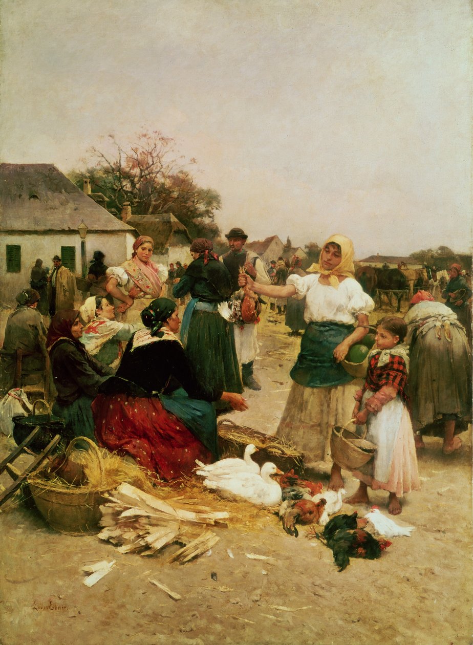Il Mercato del Pollame, 1885 da Lajos Deak Ebner
