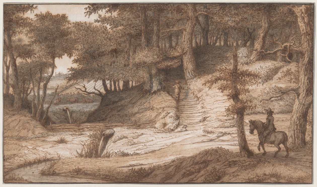 Cavaliere e cacciatore nei boschi di Doorwerth, vicino ad Arnhem da Lambert Doomer