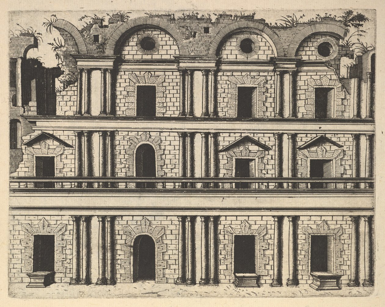 Rovina di una facciata di palazzo [Palatium M. Agrippa] dalla serie 