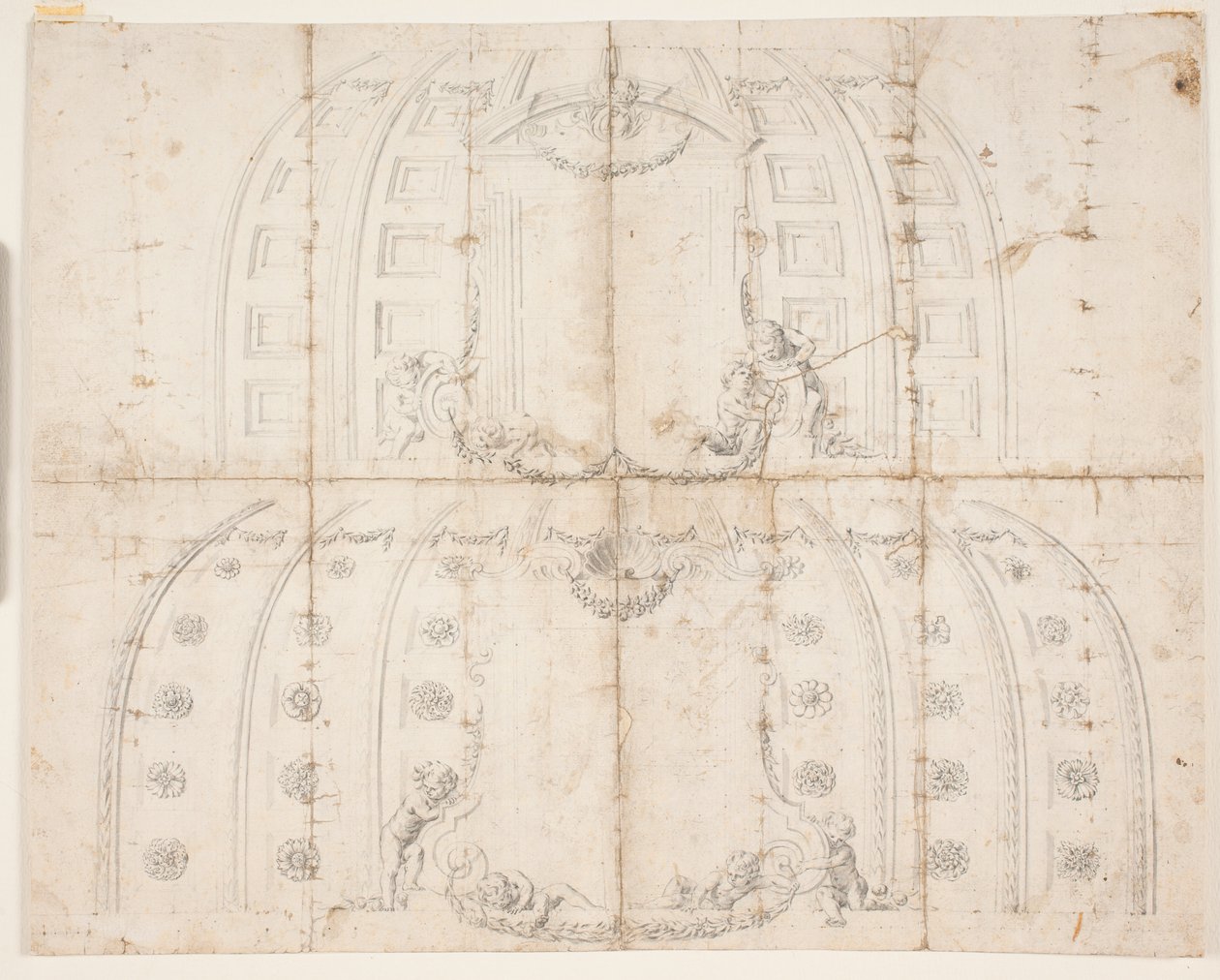 Frederiksborg slot, Audienssalen. Due diversi progetti per la decorazione del soffitto della cupola da Lambert van Haven