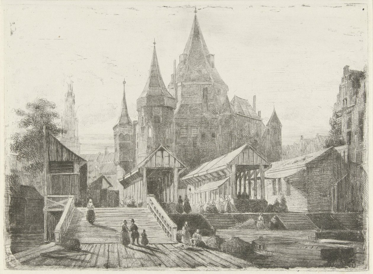 Veduta del Nieuwmarkt ad Amsterdam da Lambertus  Hardenberg