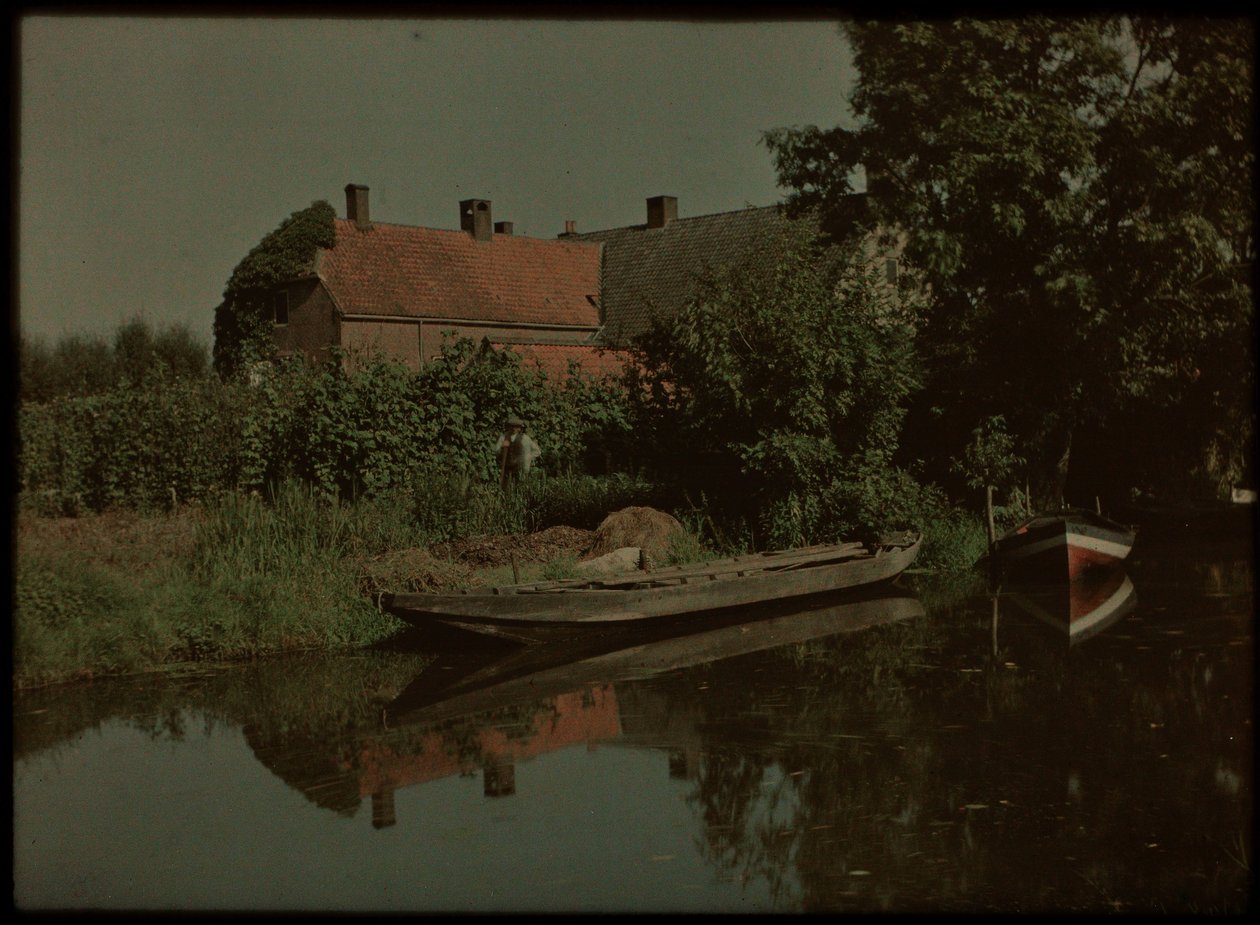 Blikkenburgervaart, Zeist, con barche e fattoria (e possibilmente Willem Emelaar Sr) da Lambertus Hendrik van Berk