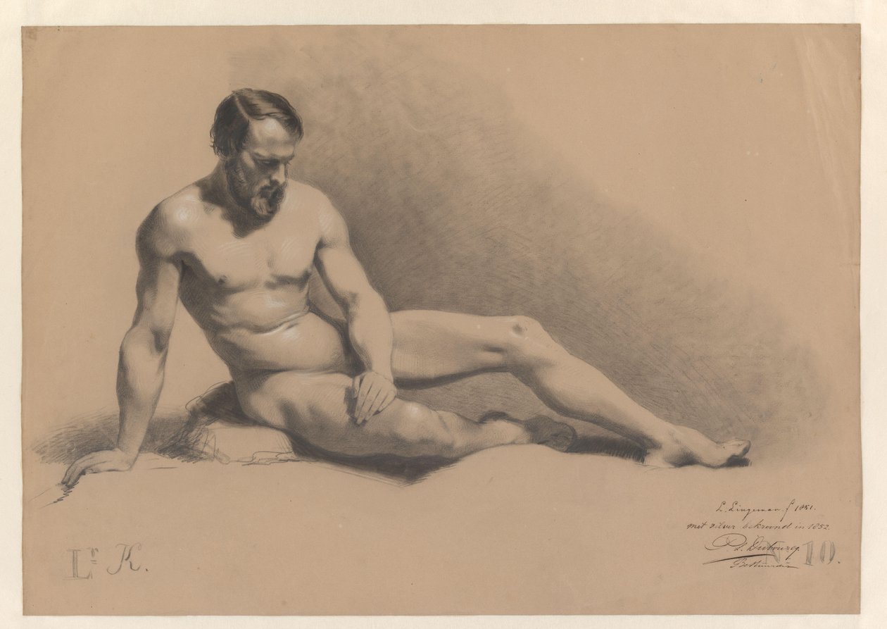 Nudo maschile seduto da Lambertus Lingeman