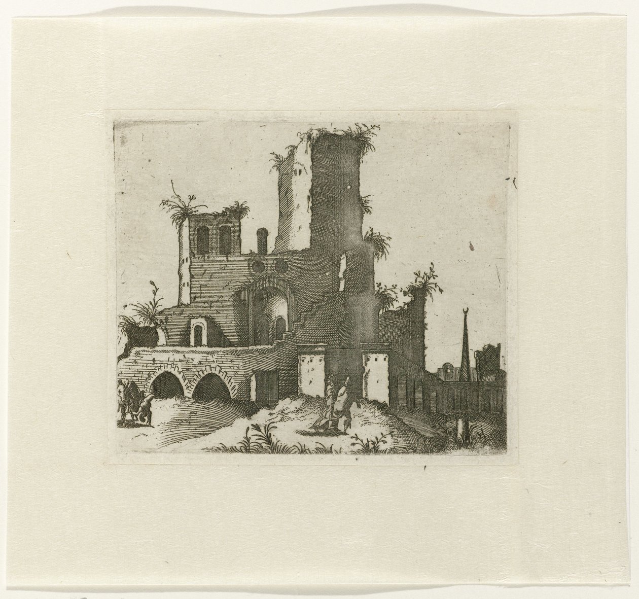 Rovina con torre rettangolare da Lambertus Suavius