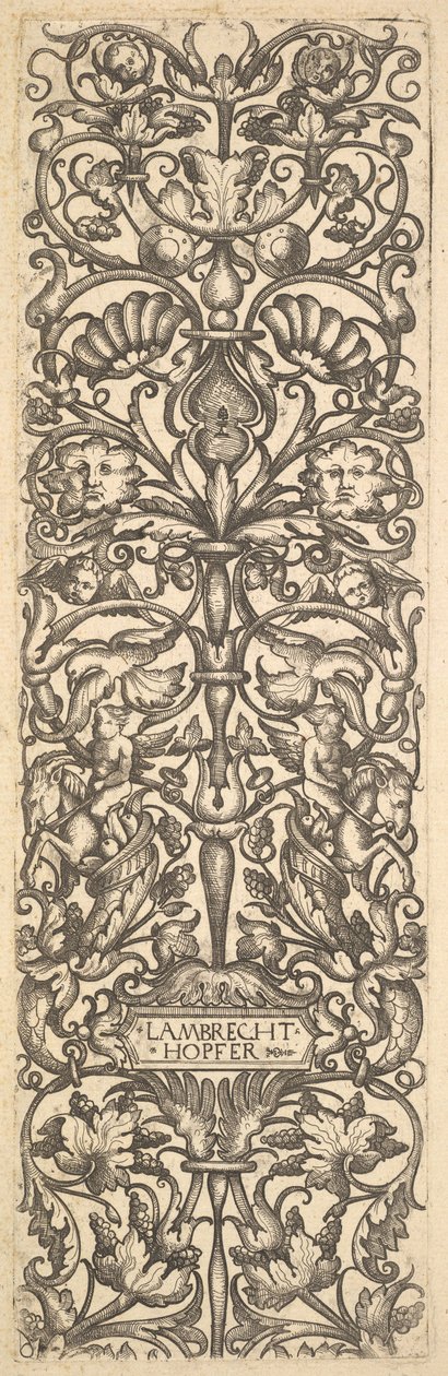 Candelabro con putti su capre al centro da Lambrecht Hopfer