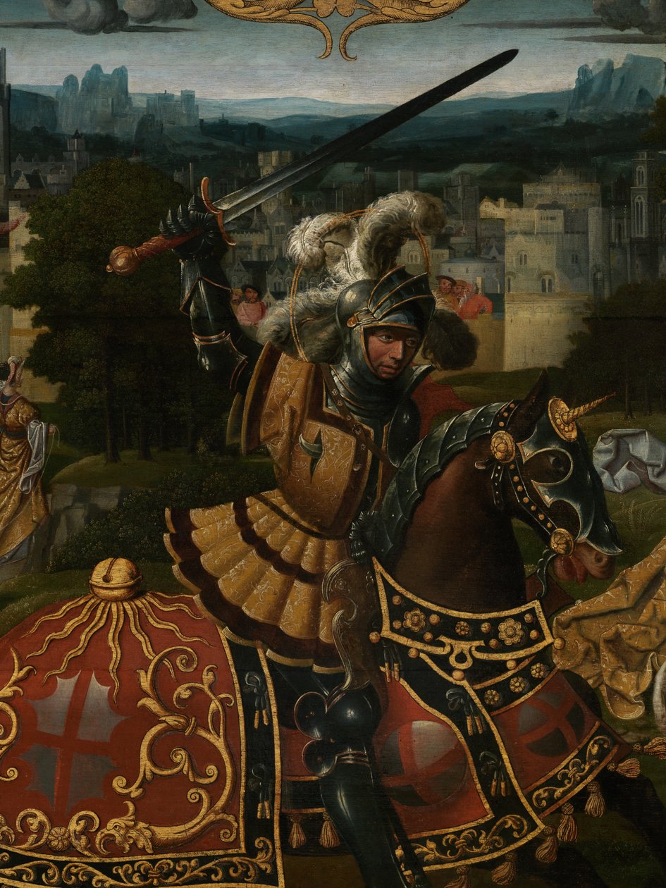 (dettaglio) della Leggenda di San Giorgio da Lancelot (school of) Blondeel