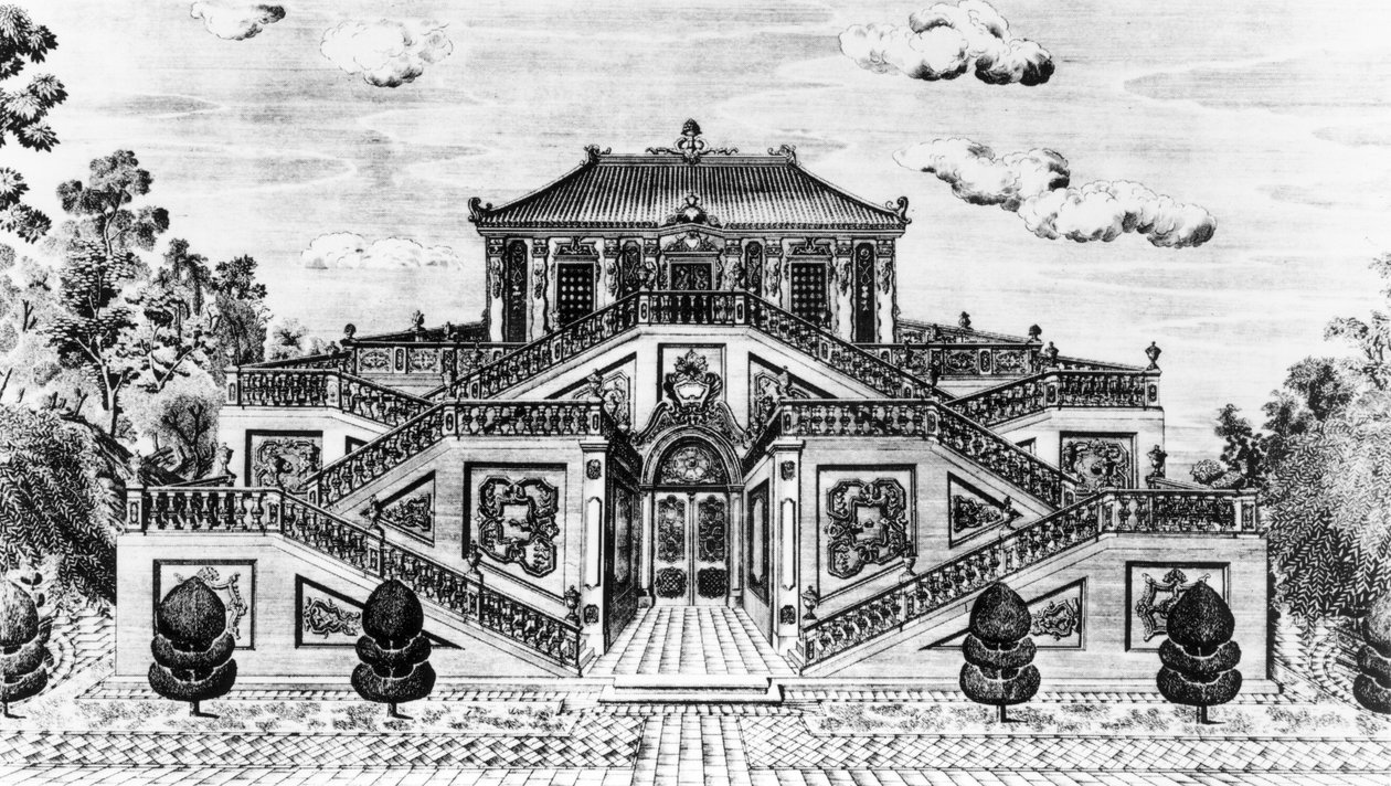 Lato est del Palazzo della Calma del Mare, Giardini di Yuan Ming Yuan, Pechino, 1783-86 da Lang Shining