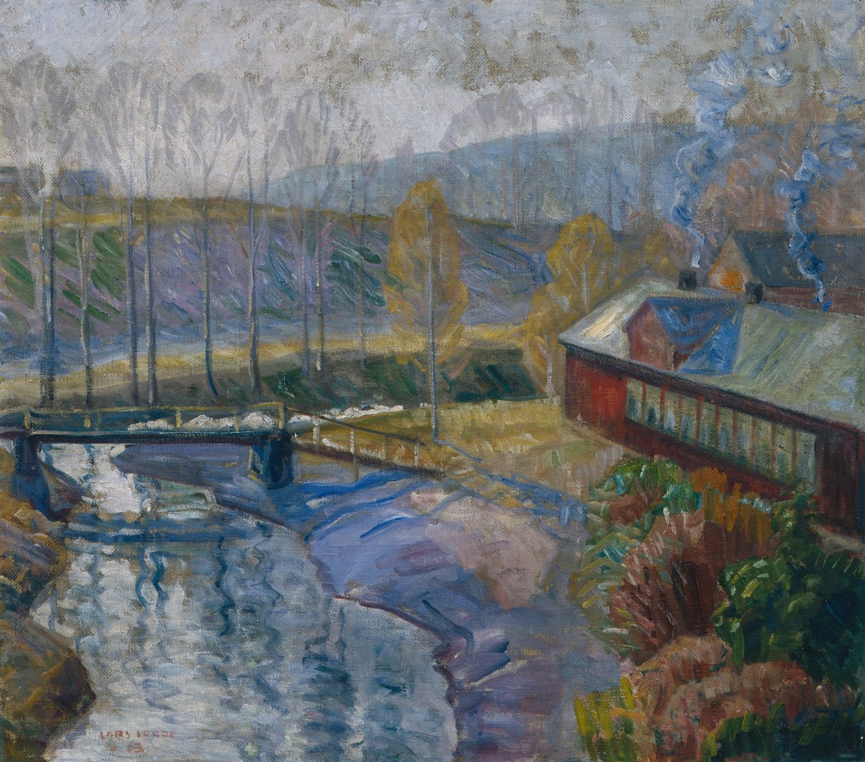 Paesaggio con casa e fiume da Lars Jorde