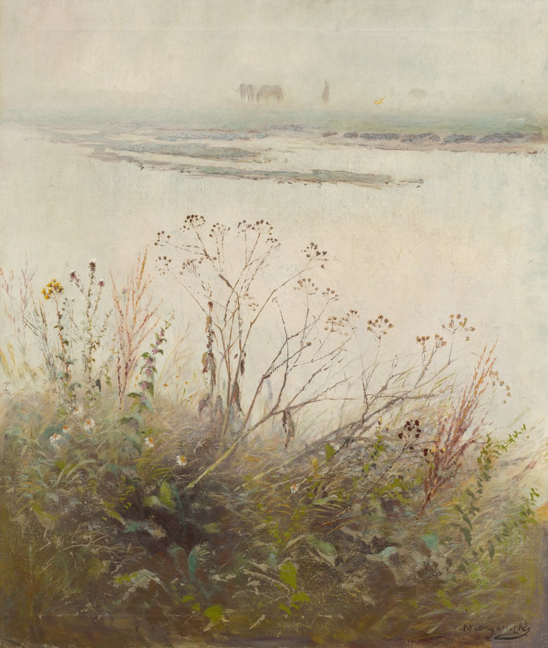 Riva del fiume in piena in fiore da Laszlo Mednyanszky