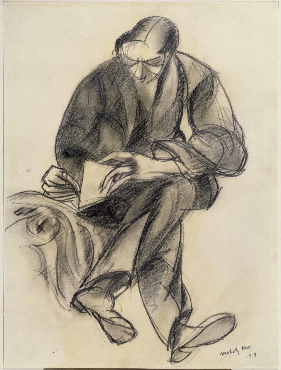 Figura seduta che legge da Laszlo Moholy Nagy