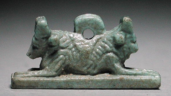 Amuleto a forma di leone con testa di toro, Periodo Saite, 715-656 a.C. da Late Period Egyptian