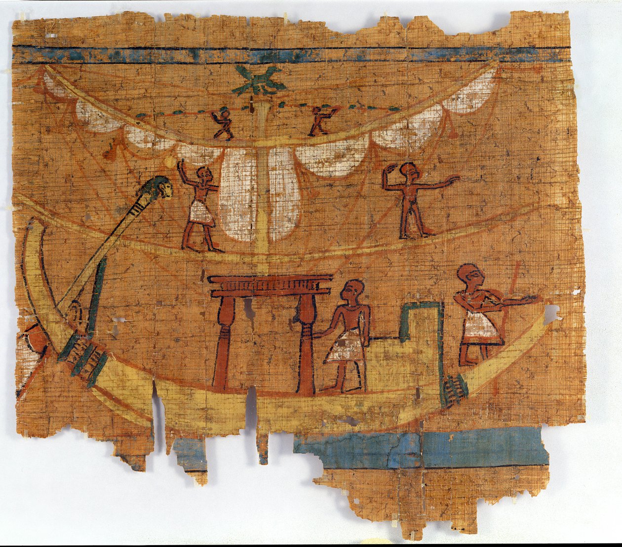 Imbarco su un fiume (papiro) da Late Period Egyptian