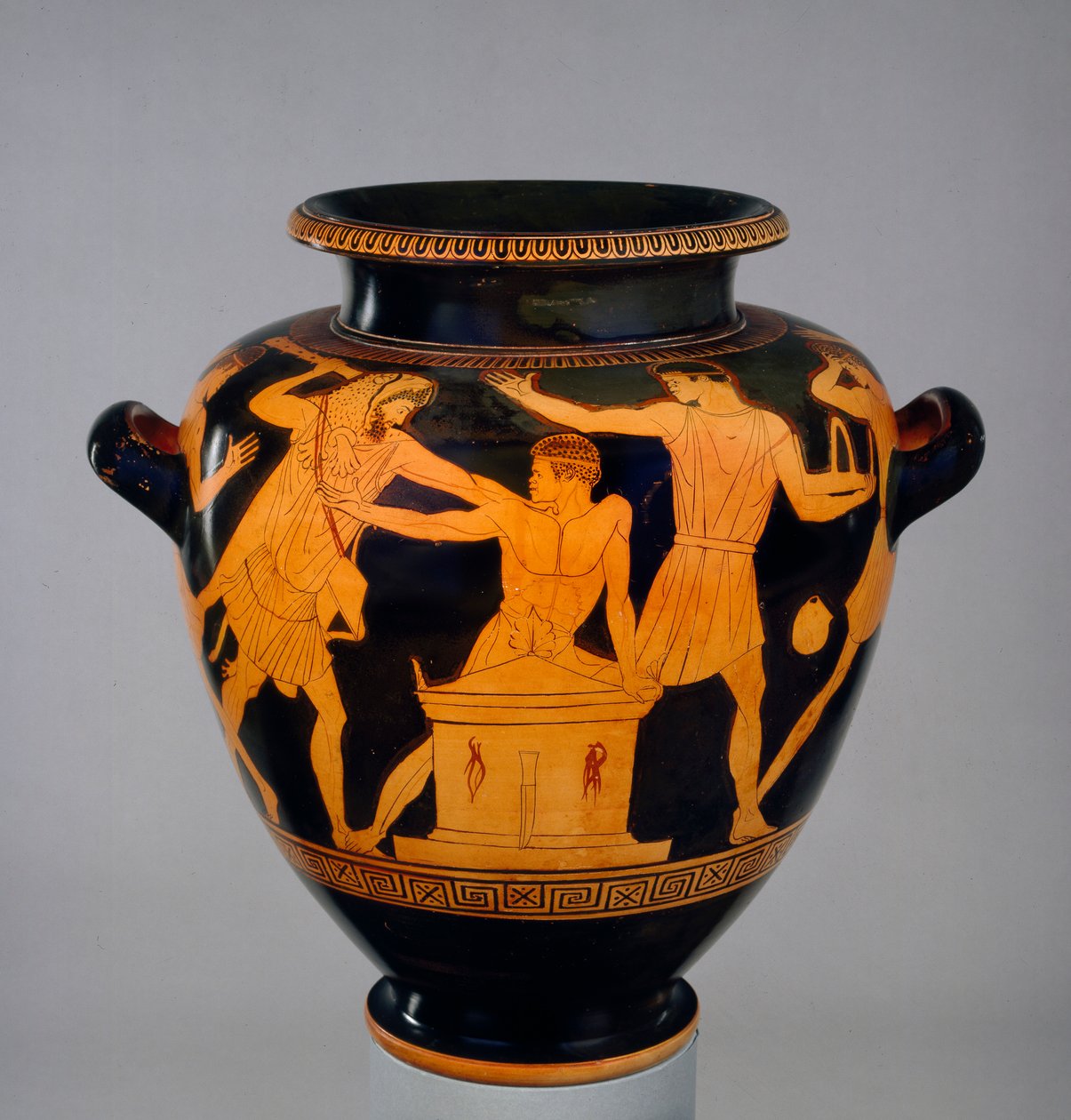 Stamnos a figure rosse attiche che mostra Eracle e Busiride, c. 460 a.C. da Late follower of the Berlin Painter