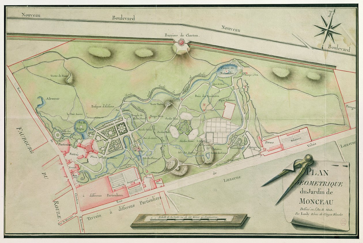Piano del Parc Monceau, 1803 da Lauly