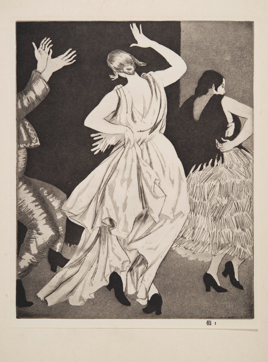 Ballerina spagnola n. 1, pub. 1923 da Laura Knight