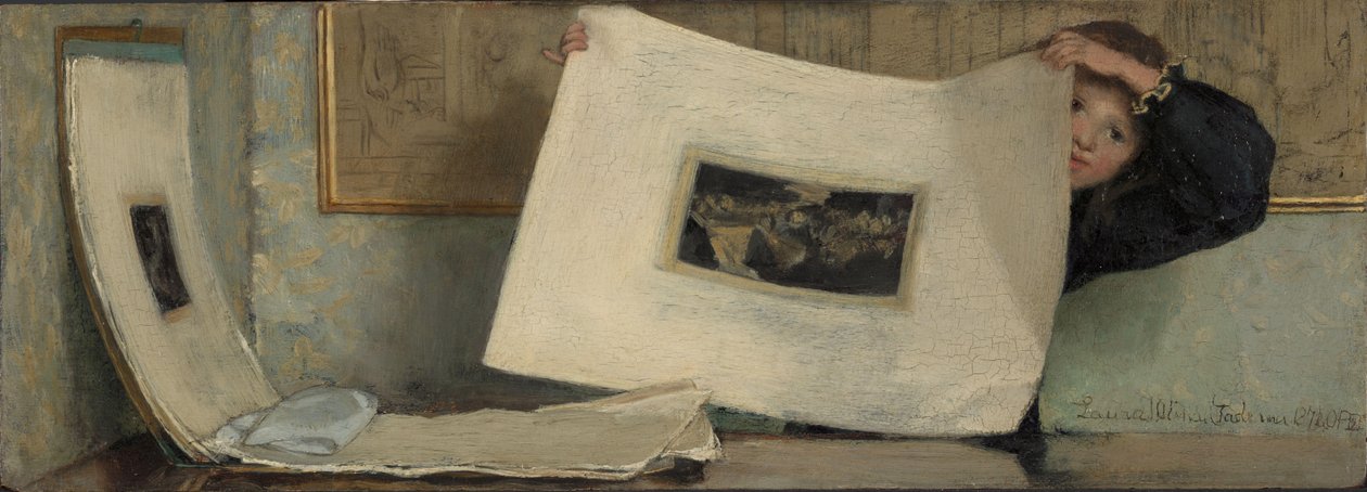 Anna sfoglia un portfolio di stampe da Laura Theresa Alma Tadema (Lady)