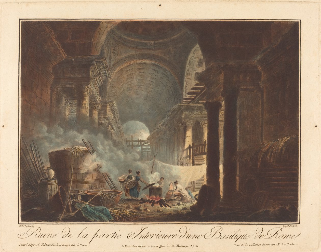 Rovina della parte interna di una basilica di Roma da Laurent Guyot after Hubert Robert