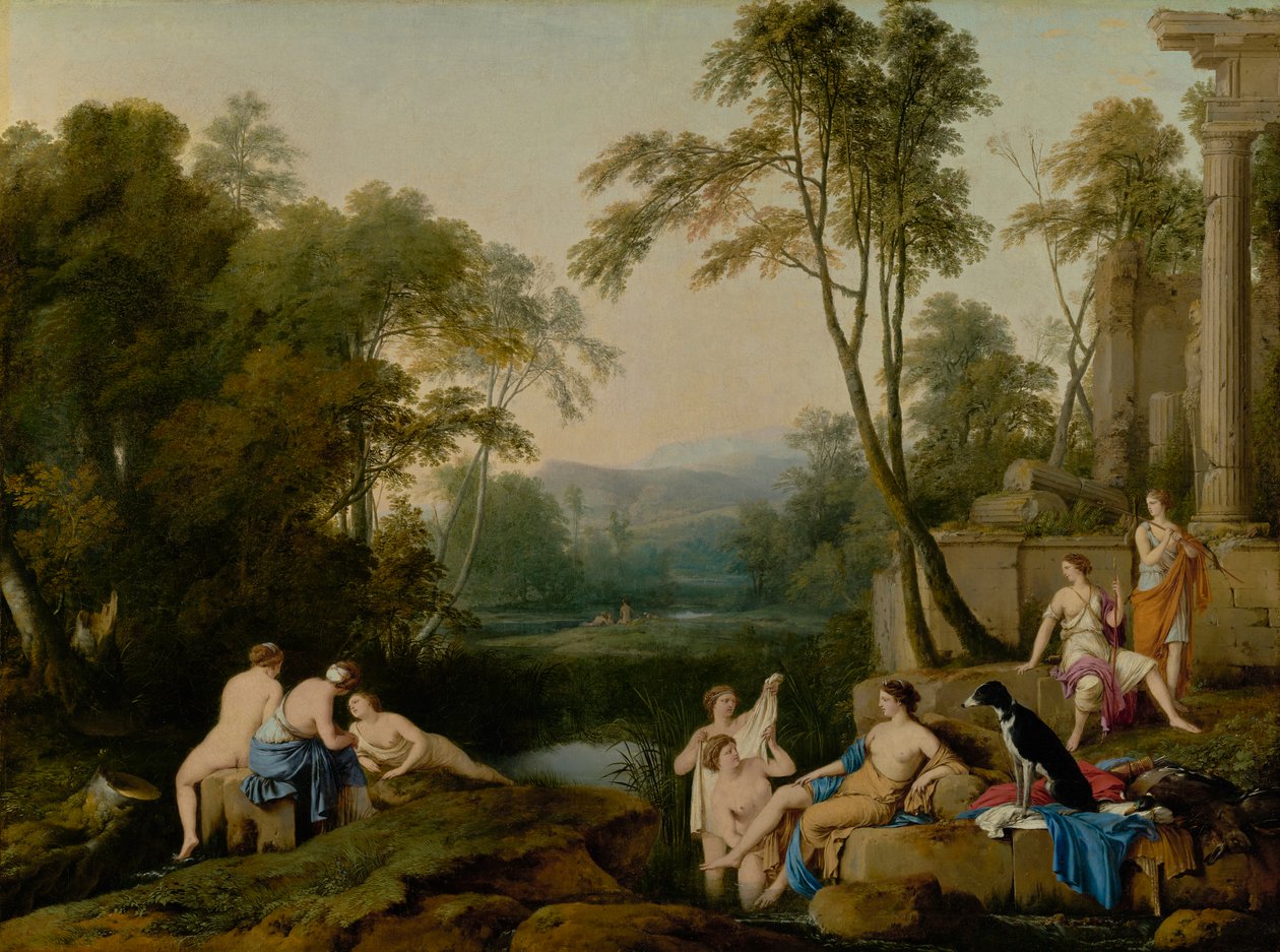 Diana e le sue ninfe in un paesaggio da Laurent de la Hyre