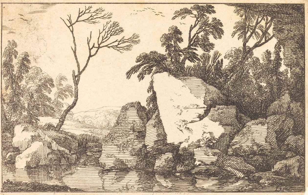 Uno stagno roccioso da Laurent de la Hyre