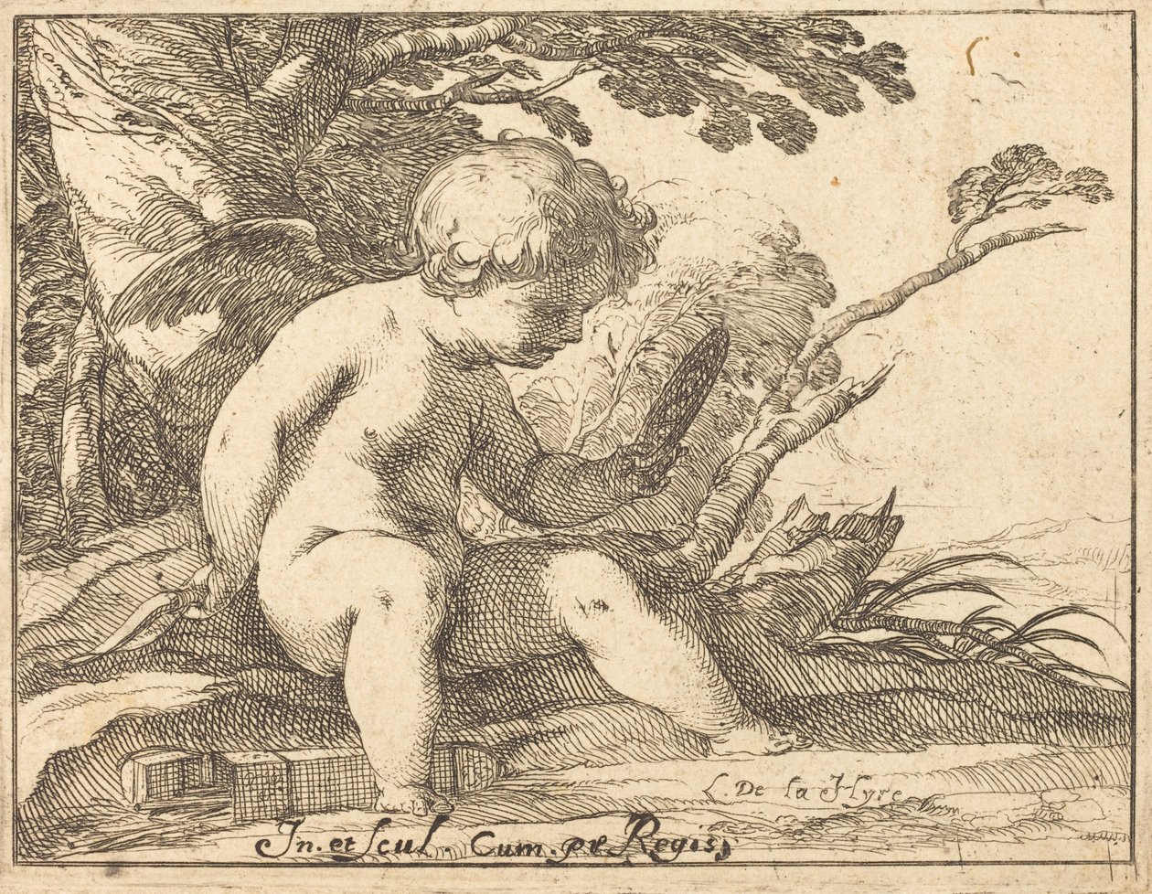 Cupido che si guarda allo specchio da Laurent de la Hyre