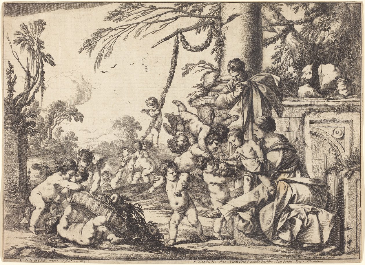 Sacra Famiglia con Putti da Laurent de la Hyre