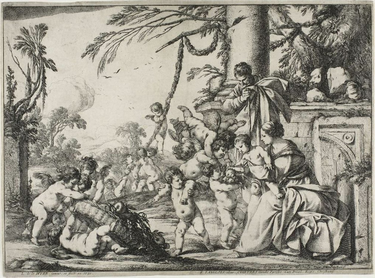 La Sacra Famiglia con putti da Laurent de la Hyre