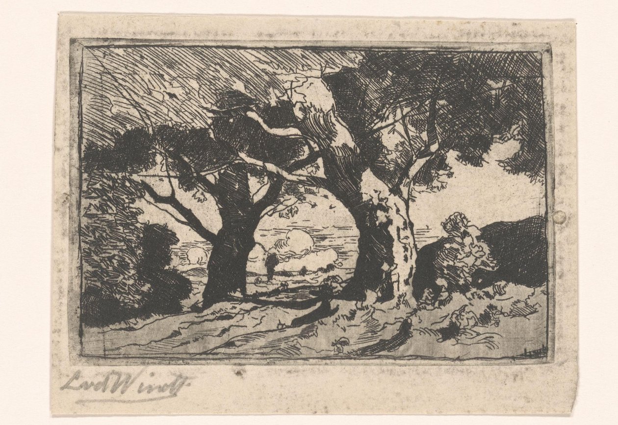 Paesaggio con due grandi alberi da Laurent van der Windt (signed by artist)