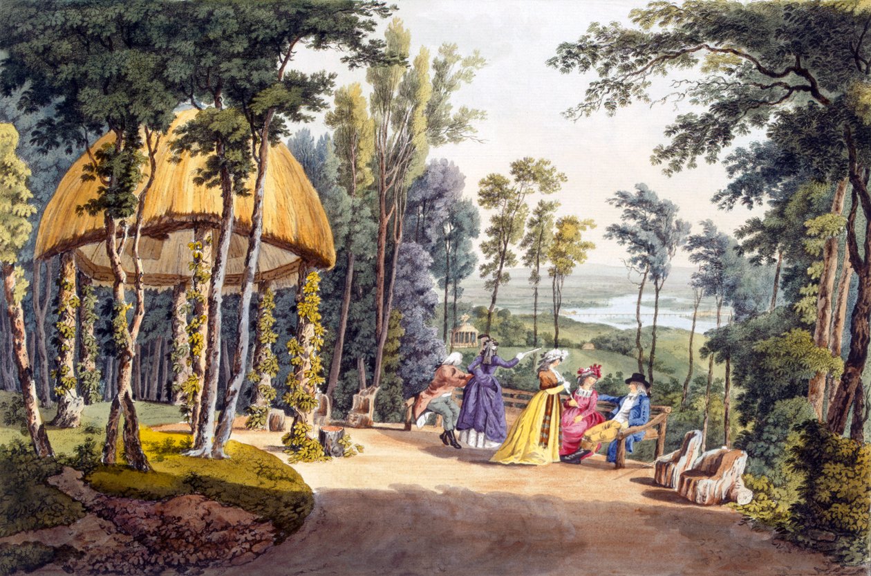 Vista del Tempio Reisenburg, Palazzo del Conte di Cobenzl, 1790s da Laurenz Janscha