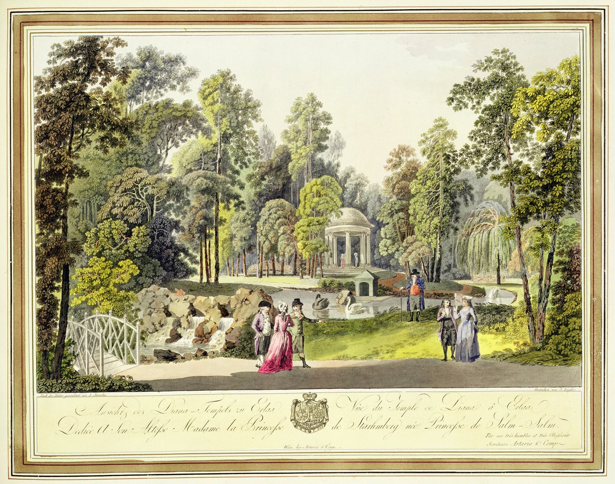Veduta del Tempio di Diana a Erlaw, inciso da Johann Ziegler da Laurenz Janscha
