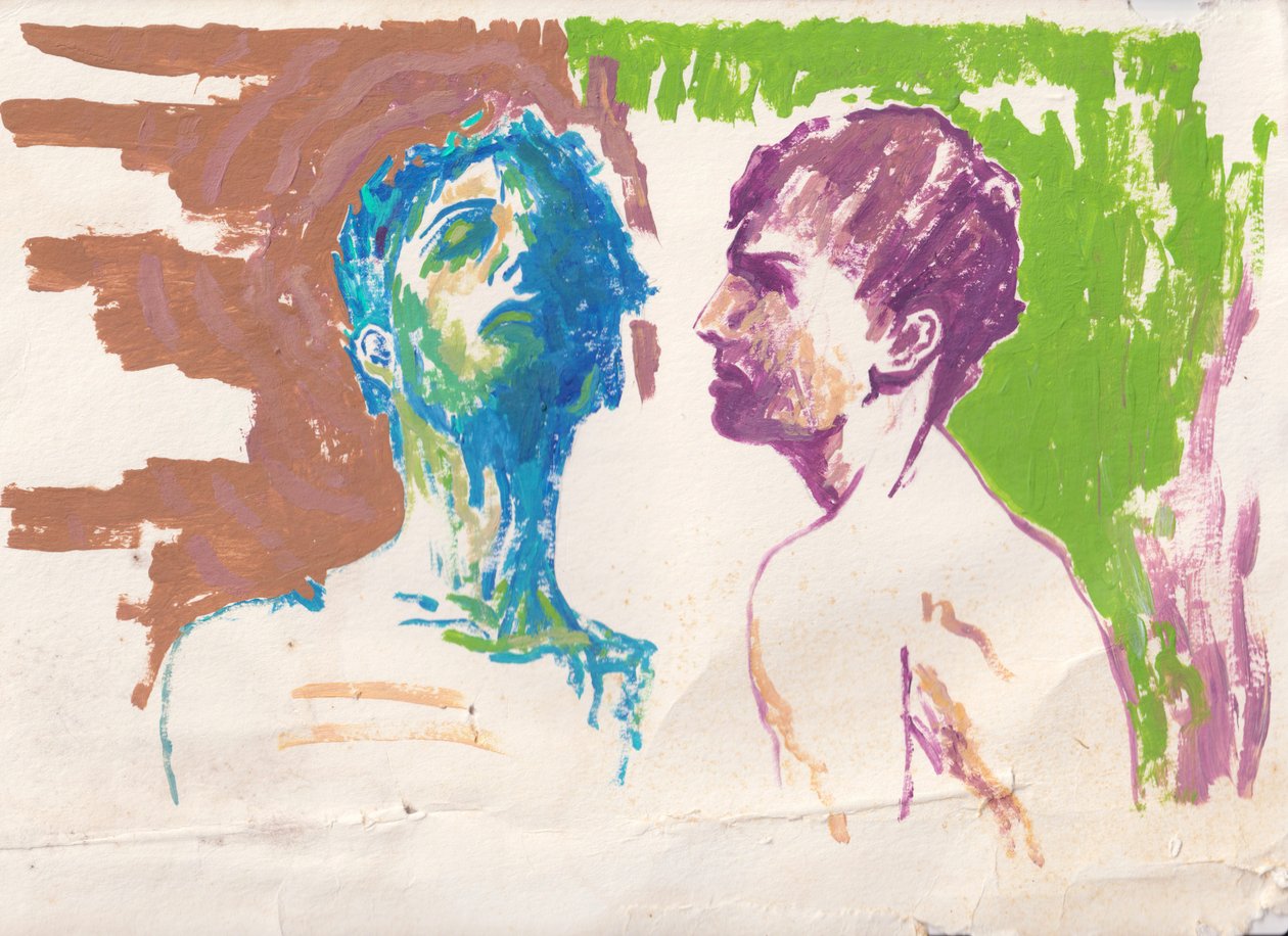Back to Back, 2025 (acrilico su carta acquerellata) da Laurie Michaels
