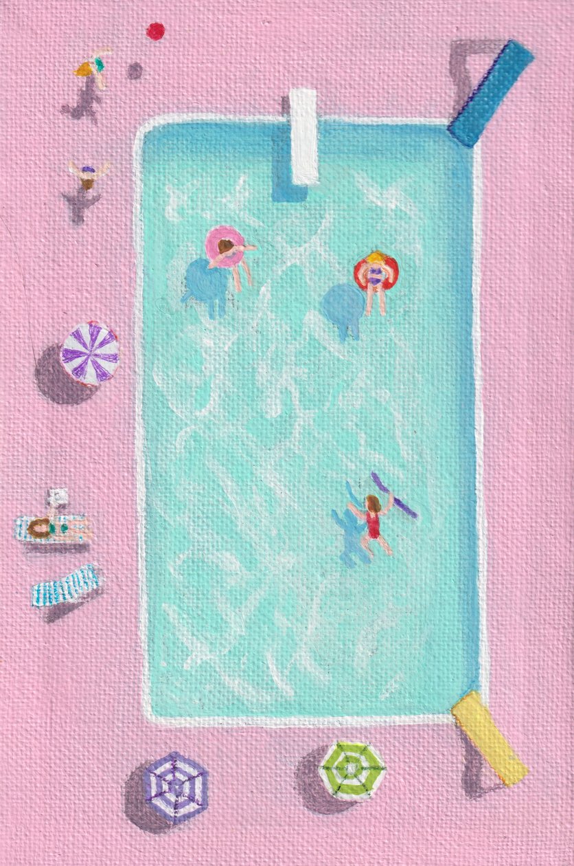 La piscina di Mamie, 2025 (acrilico su tela) da Laurie Michaels