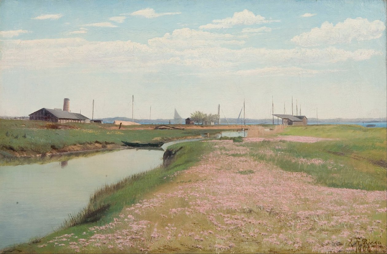 Il fiume e il porto a Frederiksværk da Laurits Andersen Ring