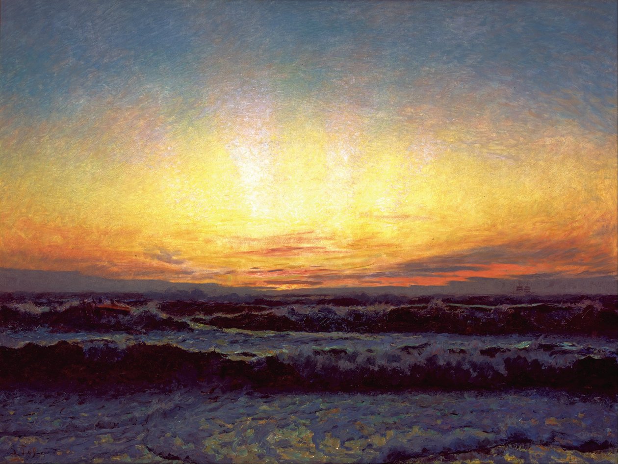 Il Mare del Nord in tempesta. Dopo il tramonto. Højen da Laurits Regner Tuxen