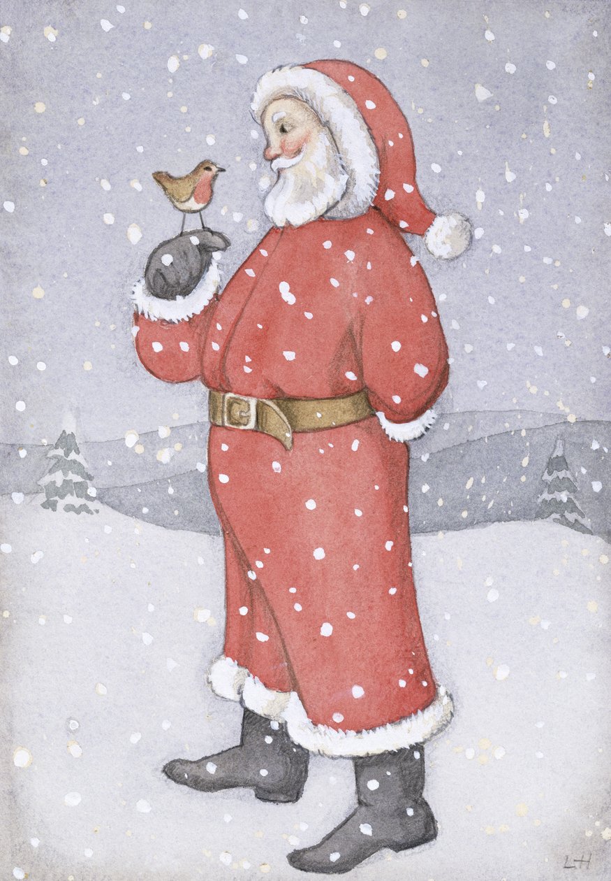Babbo Natale e un pettirosso da Lavinia Hamer