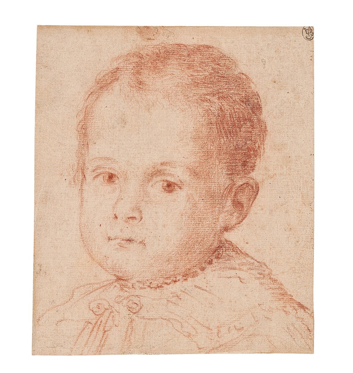 Studio di ritratto di un bambino con una collana di perle da Lavinia Fontana