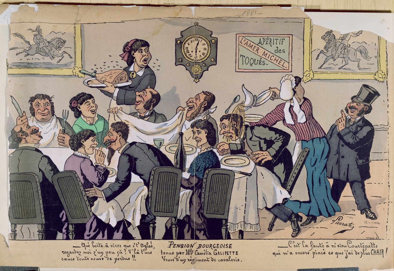 Pensione di classe media, caricatura, 1881 da Lavrate