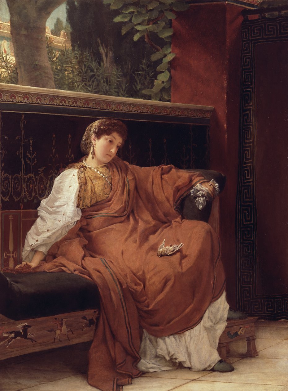 Lesbia piange su un passero, 1866 da Lawrence Alma Tadema