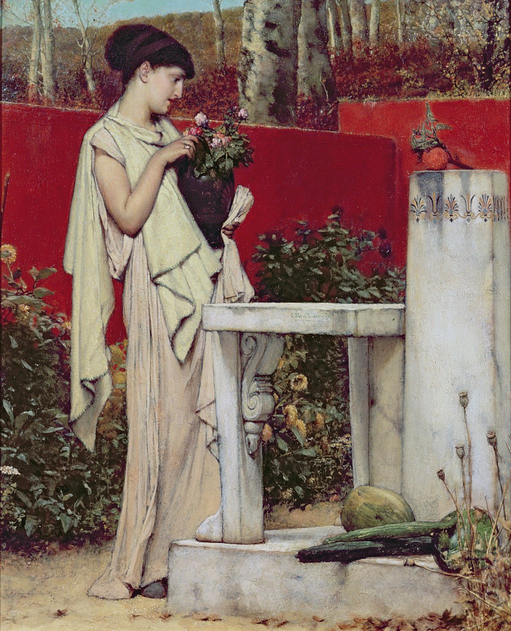 Donna con un vaso di fiori da Lawrence Alma Tadema