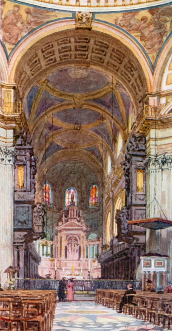 Il coro, guardando verso est (litografia a colori) da Lawrence Deller