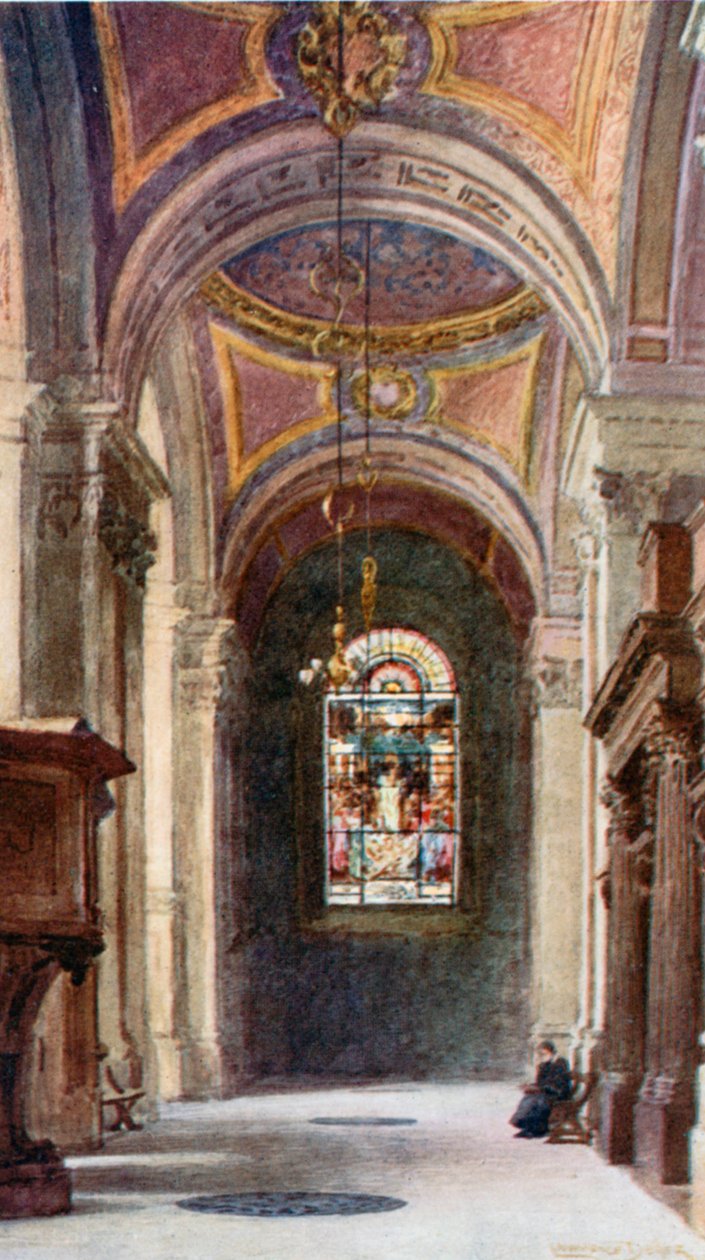 La navata nord del coro, guardando verso est (litografia a colori) da Lawrence Deller