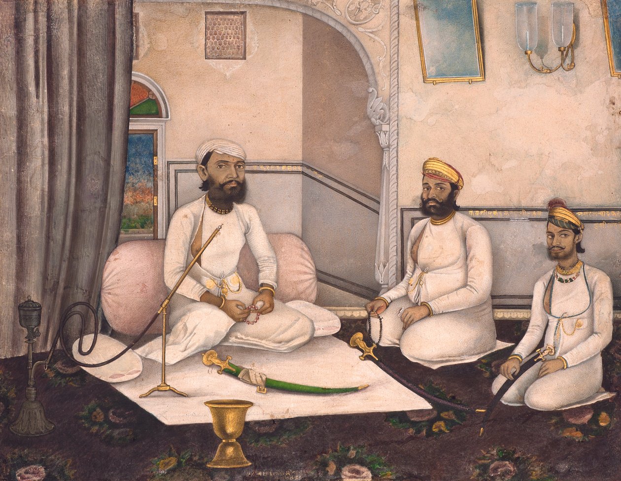 Thakur Sahab Samadr Karanji con Kabraji Mukandra Karanji Sahab e Bhao Raj Cha, c.1875 da Laxmi Narayan