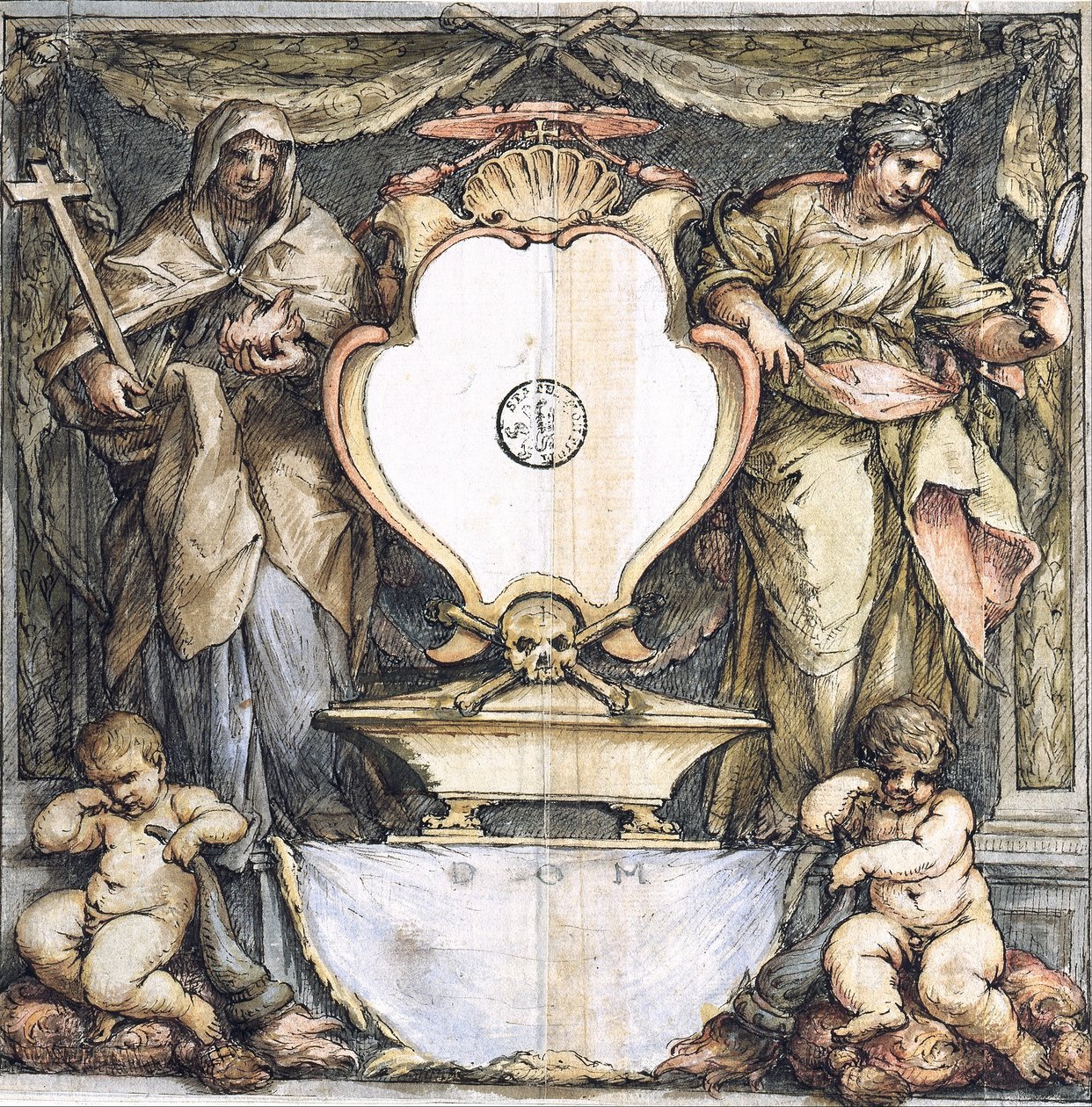 Disegno di presentazione per un epitaffio da Lazzaro Baldi