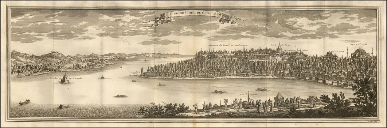 Illustrazione del 1711 - Veduta della Grande Serrail di Costantinopoli da Le Blond